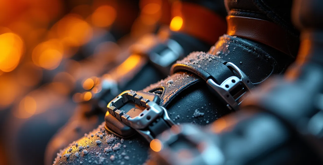Casier à skis chauffé moderne avec équipements haut de gamme dans un local technique élégant