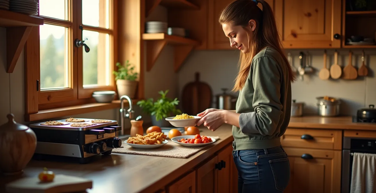 Cuisine de studio montagnard avec équipements indispensables et organisation optimale