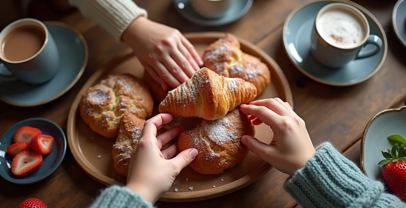 Enfants savourant un goûter convivial dans un club de montagne