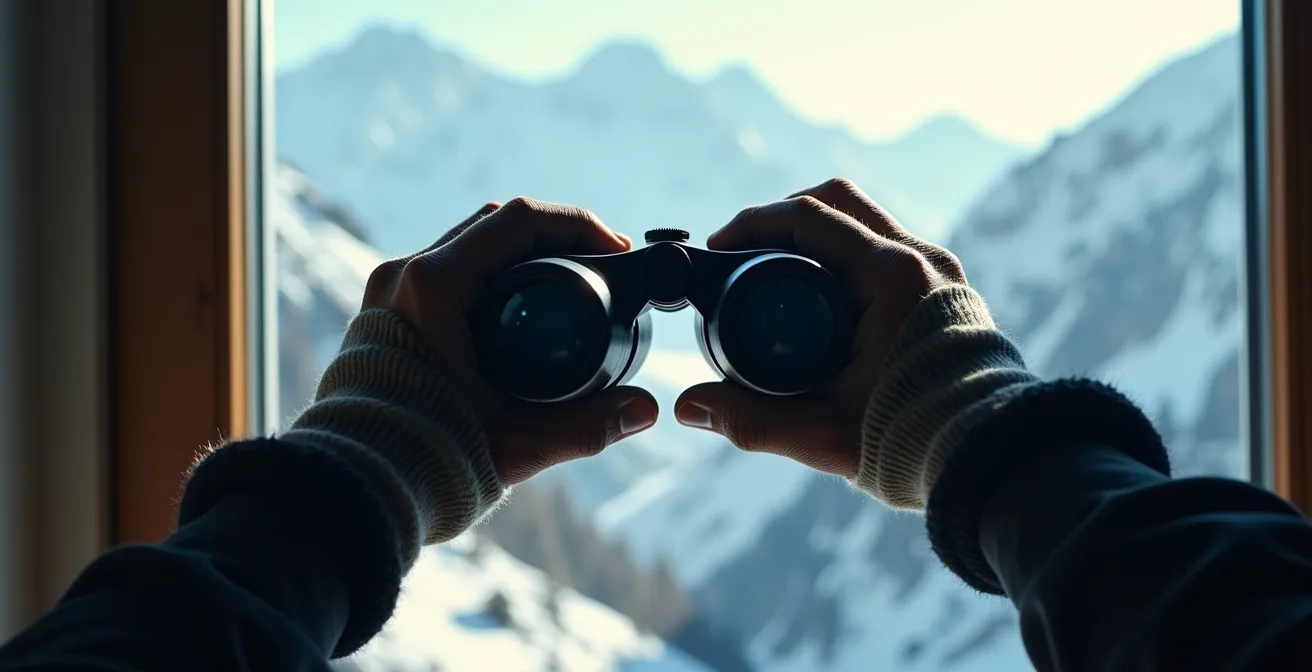 Écran montrant des images de webcam de station de ski avec conditions d'enneigement visibles